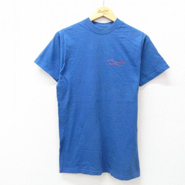【20%OFF】S★古着 半袖 ビンテージ Tシャツ メンズ 90年代 90s アニバーサリー クルーネック USA製 青 ブルー 25jul09 中古