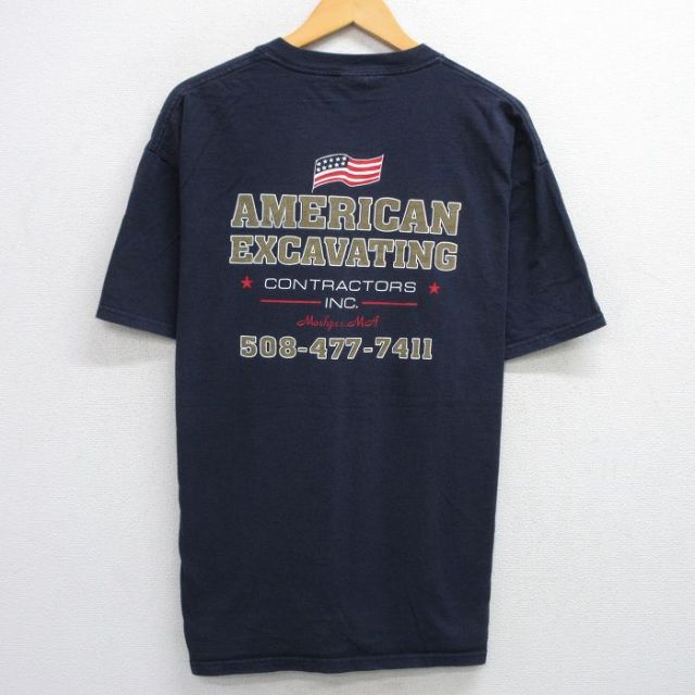 00s 半袖Tシャツ EXCAVATING ネイビー XL | 古着
