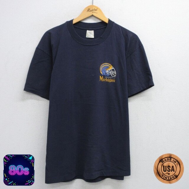 【50%OFF】ミシガン 80s 半袖Tシャツ ネイビー XL | 古着