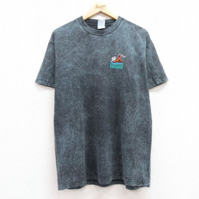 XL★古着 半袖 ビンテージ Tシャツ メンズ 00年代 00s ハワイ コットン クルーネック 紺他 ネイビー 25jul10 中古
