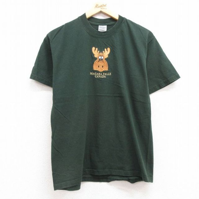00s 半袖Tシャツ シカ ナイアガラの滝 グリーン M | 古着