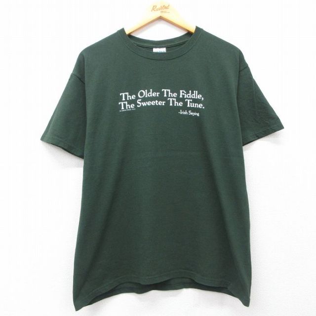 00s 半袖Tシャツ メッセージ グリーン L | 古着