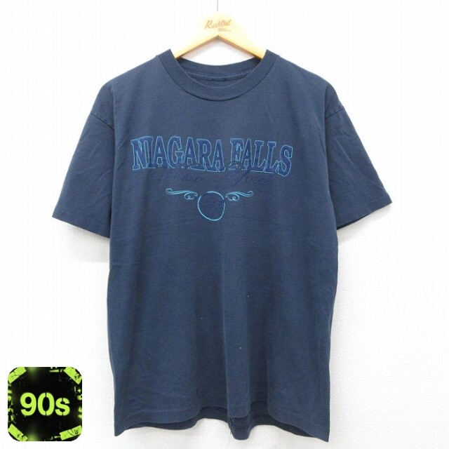 【50%OFF】90s 半袖Tシャツ ナイアガラの滝 ネイビー L | 古着