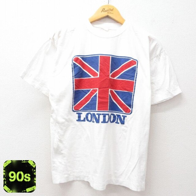 【50%OFF】90s 半袖Tシャツ ロンドン ユニオンジャック ホワイト L | 古着