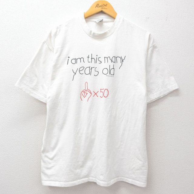 L★古着 半袖 ビンテージ Tシャツ メンズ 90年代 90s i am this コットン クルーネック USA製 白 ホワイト 25jul11 中古