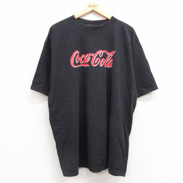 XL★古着 半袖 ビンテージ Tシャツ メンズ 00年代 00s コカコーラ 大きいサイズ コットン クルーネック USA製 黒 ブラック 25jul11 中古