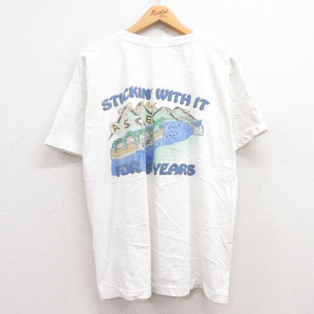 XL★古着 フルーツオブザルーム 半袖 ビンテージ Tシャツ メンズ 90年代 90s カエル コットン クルーネック 白 ホワイト 25jul11 中古