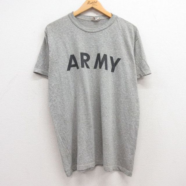 XL★古着 半袖 ビンテージ Tシャツ メンズ 90年代 90s ミリタリー アーミー ARMY クルーネック USA製 グレー 霜降り 25jul11 中古