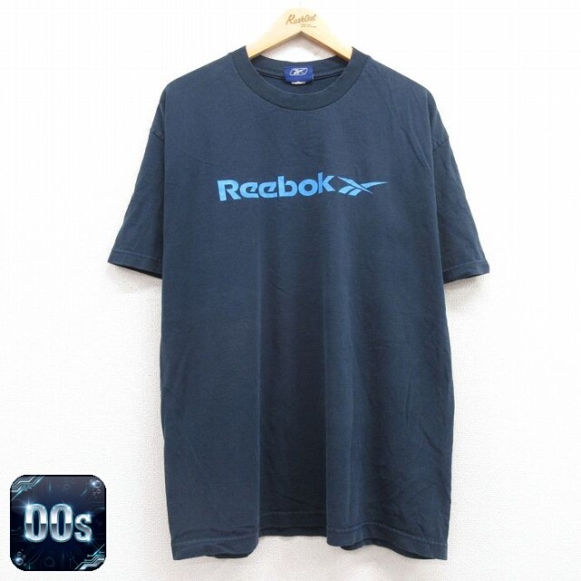 【50%OFF】リーボック 00s 半袖Tシャツ ビッグロゴ ネイビー XL | 古着