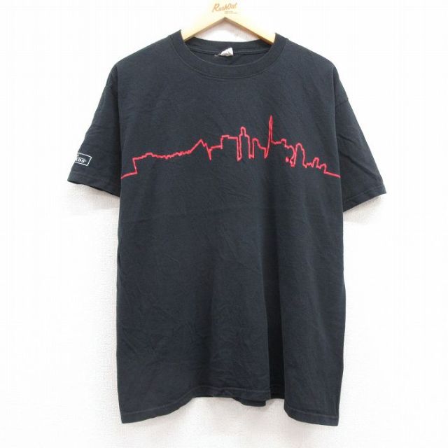 XL★古着 半袖 ビンテージ Tシャツ メンズ 00年代 00s ビル PULSE コットン クルーネック 黒 ブラック 25jul11 中古