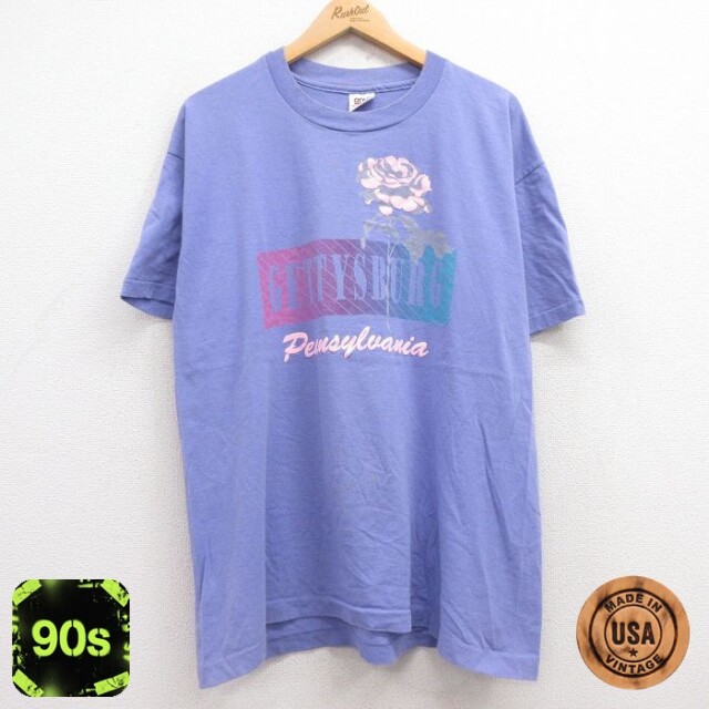 【50%OFF】90s 半袖Tシャツ バラ ペンシルベニア パープル XL | 古着