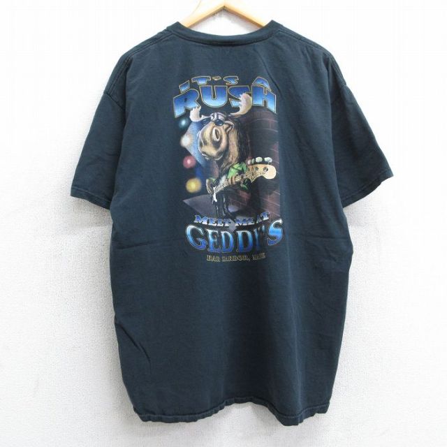 00s 半袖Tシャツ シカ ギター GEDDYS ブラック XL | 古着