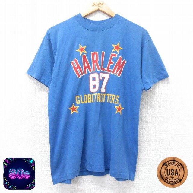 【50%OFF】ヘインズ 80s 半袖Tシャツ HARLEM ブルー L | 古着