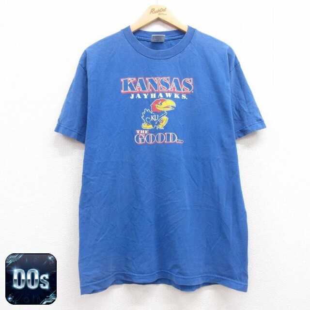 【50%OFF】00s 半袖Tシャツ カンザスジェイホークス ブルー L | 古着
