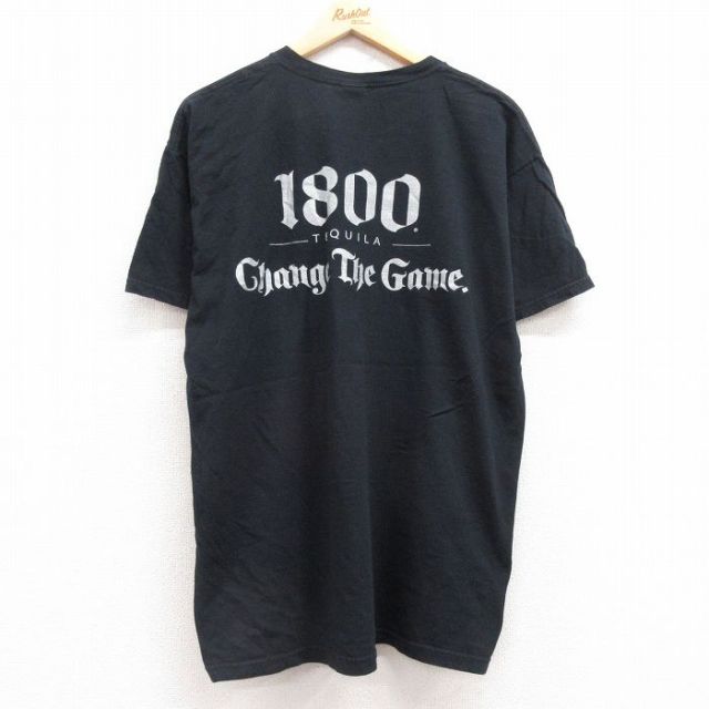 XL★古着 フルーツオブザルーム 半袖 ビンテージ Tシャツ メンズ 00年代 00s 1800 テキーラ 大きいサイズ コットン クルーネック 黒 ブラック 25jul11 中古