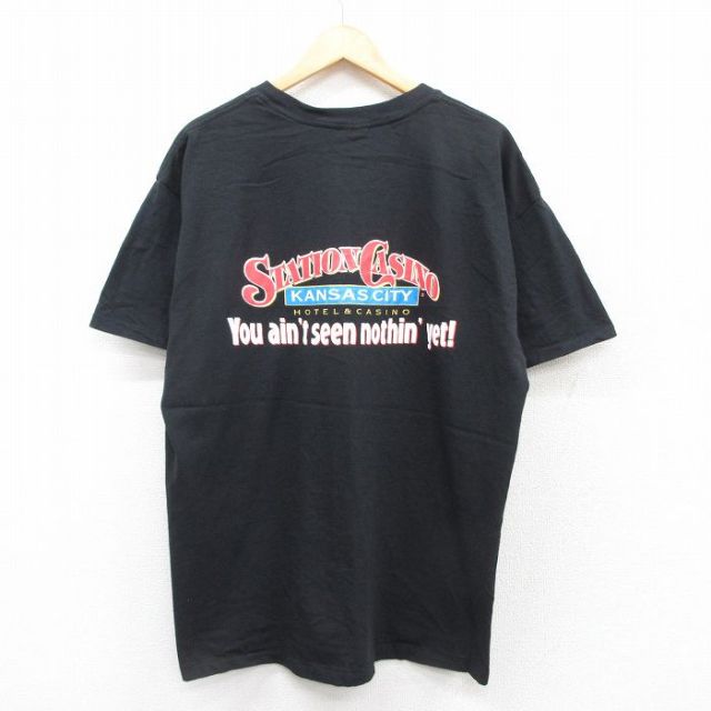 90s 半袖Tシャツ STATION CASINO ブラック XL | 古着