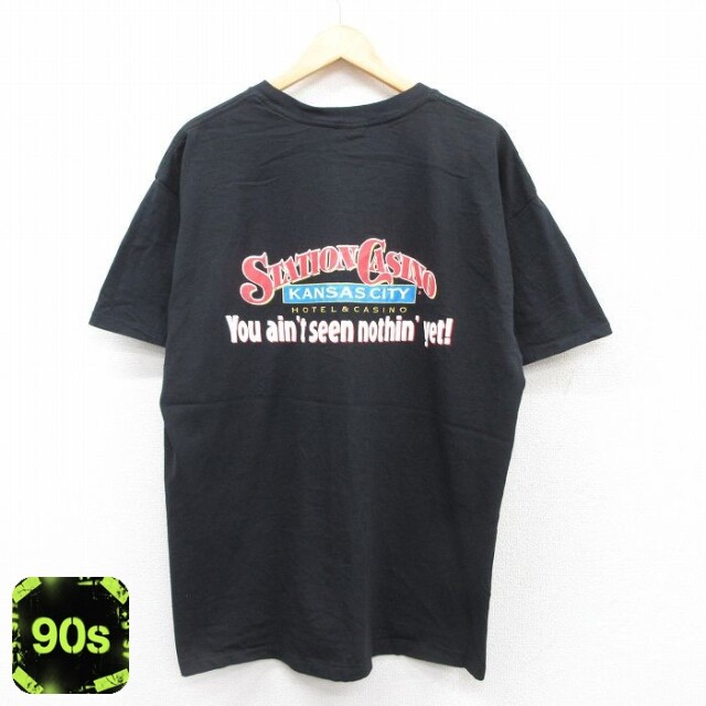 【50%OFF】90s 半袖Tシャツ STATION CASINO ブラック XL | 古着