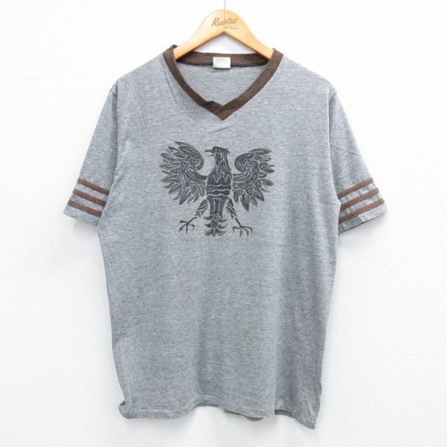 80s 半袖Tシャツ 鳥ハンドペイント グレー L | 古着