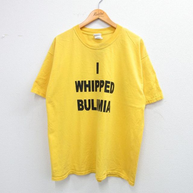 【50%OFF】XL★古着 半袖 ビンテージ Tシャツ メンズ 00年代 00s I WHIPPED BULIMIA 大きいサイズ コットン クルーネック 黄 イエロー 25jul12 中古