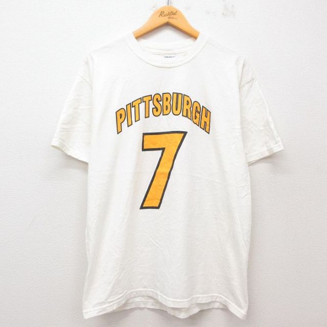 【50%OFF】L★古着 半袖 ビンテージ Tシャツ メンズ 00年代 00s ピッツバーグ BIG BEN 7 白 ホワイト 25jul12 中古