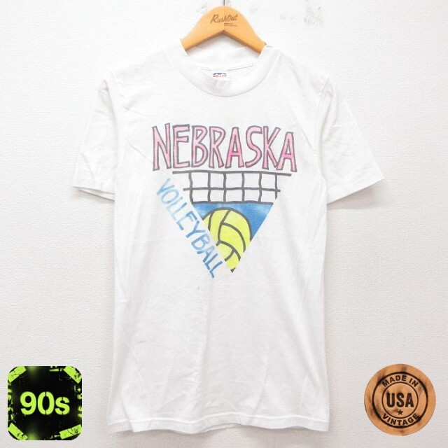 【50%OFF】90s 半袖Tシャツ ネブラスカ バレーボール ホワイト S | 古着