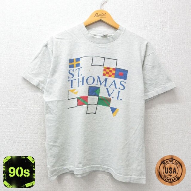 【50%OFF】フルーツオブザルーム 90s 半袖Tシャツ ST THOMAS グレー L | 古着