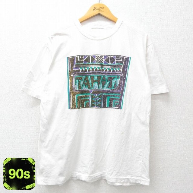 【50%OFF】90s 半袖Tシャツ TAHITI ホワイト L | 古着