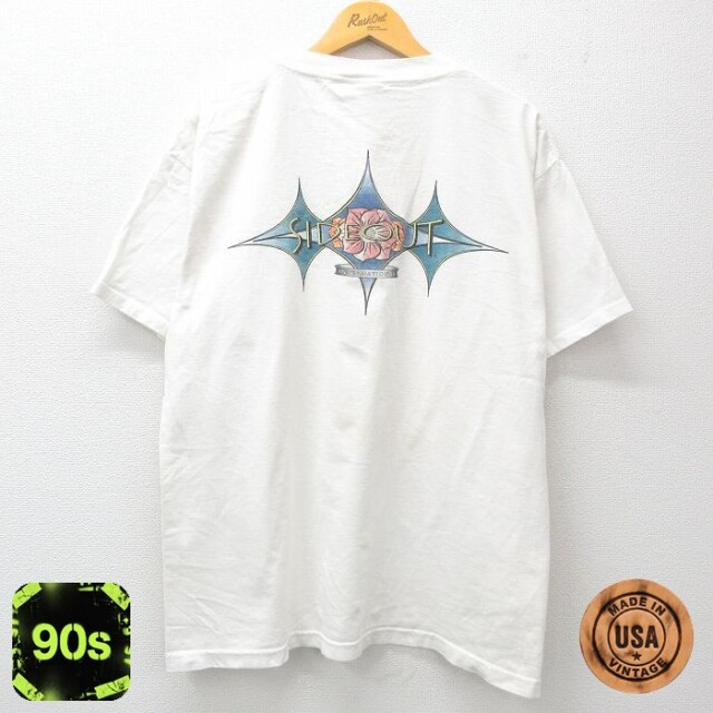 【50%OFF】90s 半袖Tシャツ SIDE OUT ホワイト XL | 古着