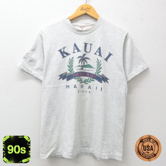 【50%OFF】90s 半袖Tシャツ KAUI ヤシの木 グレー M | 古着