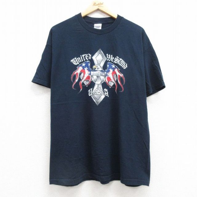 00s 半袖Tシャツ ワシ星条旗 ネイビー XL | 古着