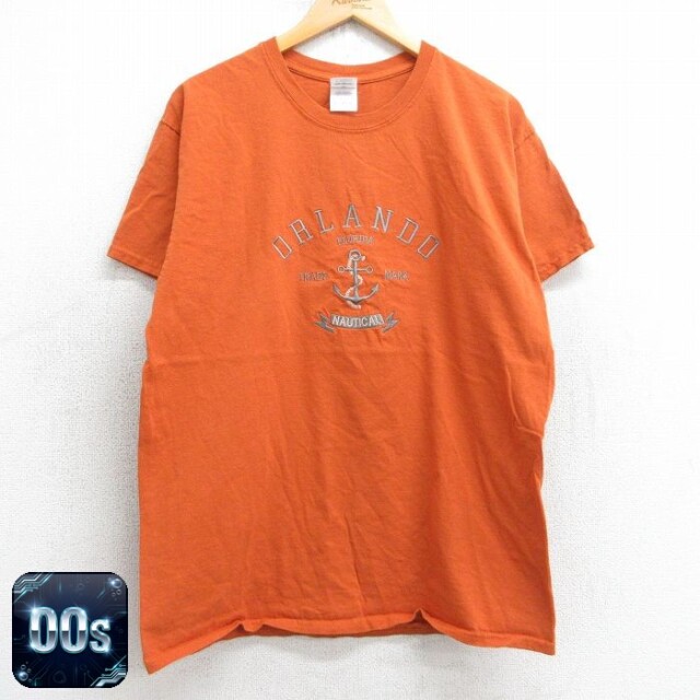 オーランド 00s 半袖Tシャツ イカリ刺繍 オレンジ L | 古着