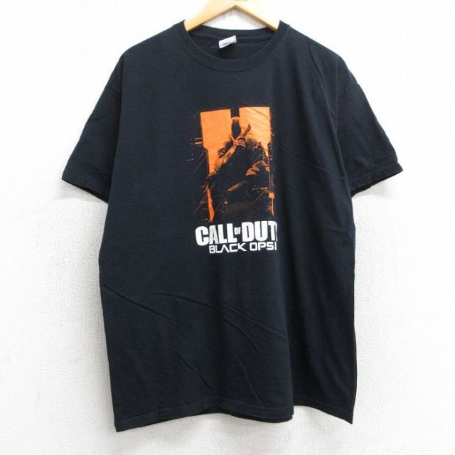 XL★古着 フルーツオブザルーム 半袖 ビンテージ Tシャツ メンズ 00年代 00s ゲーム コールオブデューティ コットン クルーネック 黒 ブラック 25jul16 中古