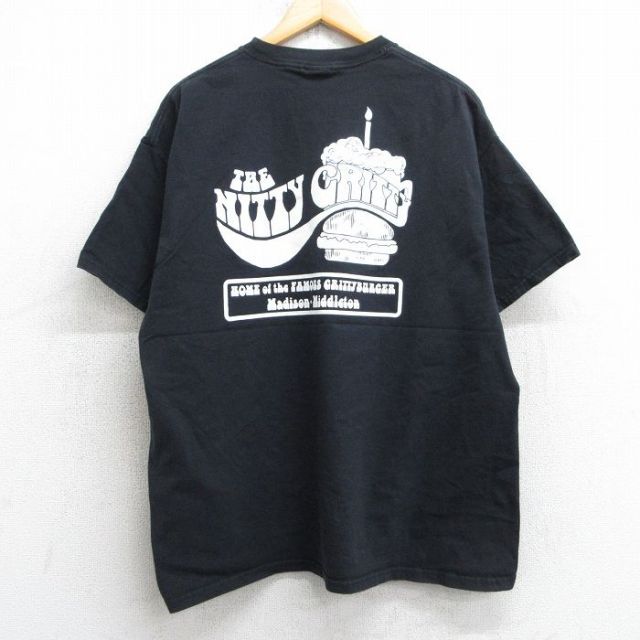 XL★古着 ヘインズ Hanes 半袖 ビンテージ Tシャツ メンズ 00年代 00s ケーキ ハンバーガー コットン クルーネック 黒 ブラック 25jul16 中古