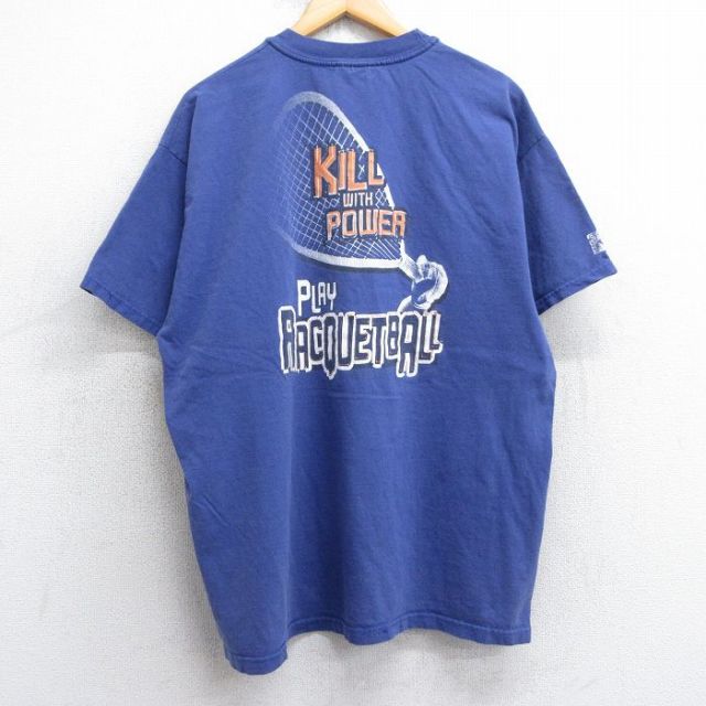 ヘインズ 00s 半袖Tシャツ ラケットボール ネイビー XL | 古着