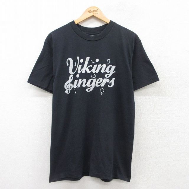 ヘインズ 80s 半袖Tシャツ Viking ingers ブラック L | 古着