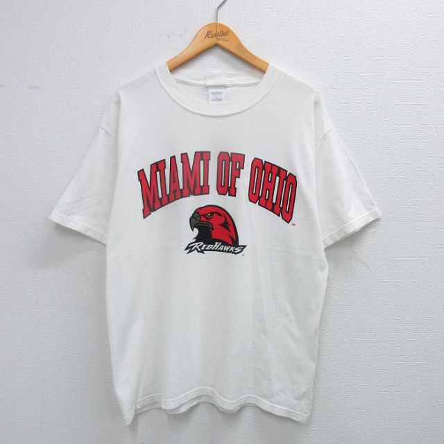 00s 半袖Tシャツ マイアミレッドホークスオハイオプリント ホワイト L | 古着