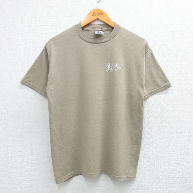 M★古着 ジャージーズ 半袖 ビンテージ Tシャツ メンズ 00年代 00s Rejoice クルーネック ベージュ系 カーキ 25jul17 中古