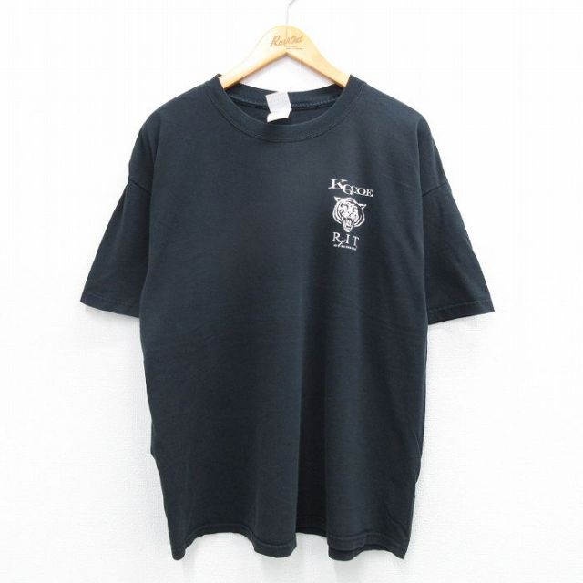 XL★古着 半袖 ビンテージ Tシャツ メンズ 00年代 00s XGCOE RIT トラ 大きいサイズ コットン クルーネック 黒 ブラック 25jul17 中古