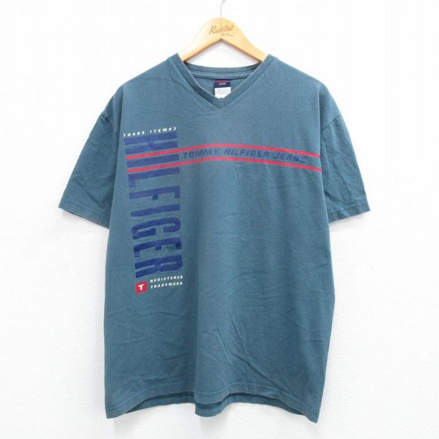 トミーヒルフィガー 90s 半袖Tシャツ ビッグロゴ ネイビー XL | 古着