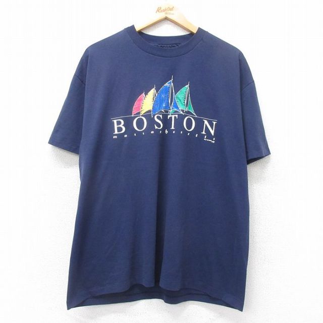 ヘインズ 90s 半袖Tシャツ ボストンヨット ネイビー L | 古着