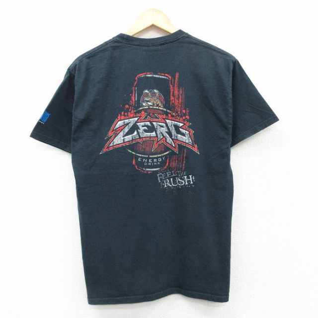M★古着 半袖 ビンテージ Tシャツ メンズ 00年代 00s ゲーム スタークラフト ZERG RUSH コットン クルーネック 黒 ブラック 25jul18 中古