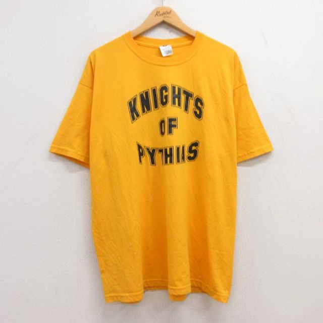 XL★古着 ジャージーズ 半袖 ビンテージ Tシャツ メンズ 00年代 00s KNIGHTS 大きいサイズ クルーネック 黄 イエロー 25jul24 中古