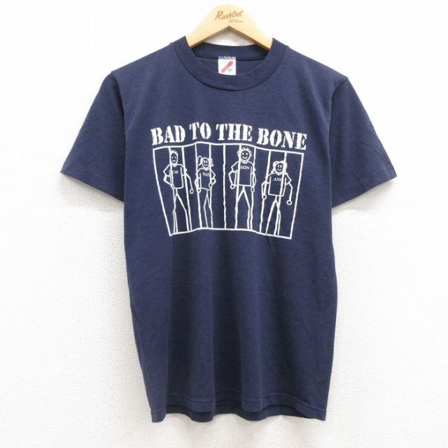 ジャージーズ 00s 半袖Tシャツ BAD両面プリント ネイビー M | 古着