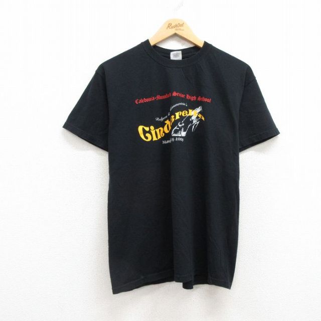 M★古着 半袖 ビンテージ Tシャツ メンズ 00年代 00s シンデレラ コットン クルーネック 黒 ブラック 25jul24 中古