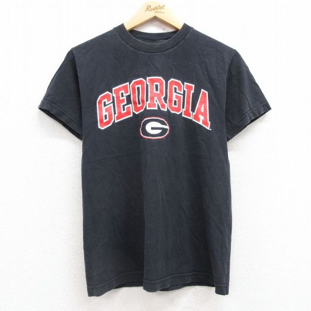 S★古着 半袖 ビンテージ Tシャツ メンズ 00年代 00s ジョージア コットン クルーネック 黒 ブラック 25jul24 中古