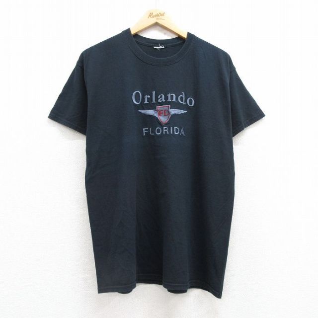 00s 半袖Tシャツ オーランド フロリダ刺繍 ブラック L | 古着