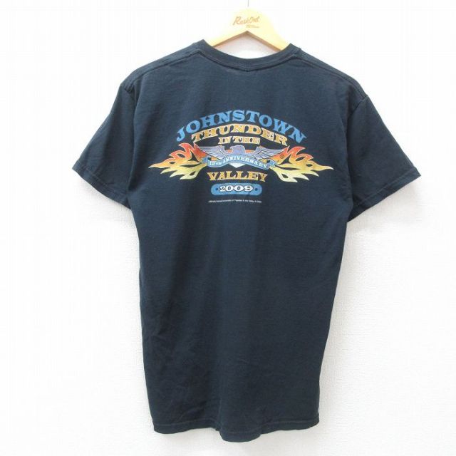 M★古着 半袖 ビンテージ Tシャツ メンズ 00年代 00s ジョンズタウン サンダー コットン クルーネック 黒 ブラック 25jul24 中古