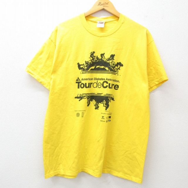 XL★古着 フルーツオブザルーム 半袖 ビンテージ Tシャツ メンズ 00年代 00s 自転車 企業広告 コットン クルーネック 黄 イエロー 25jul24 中古