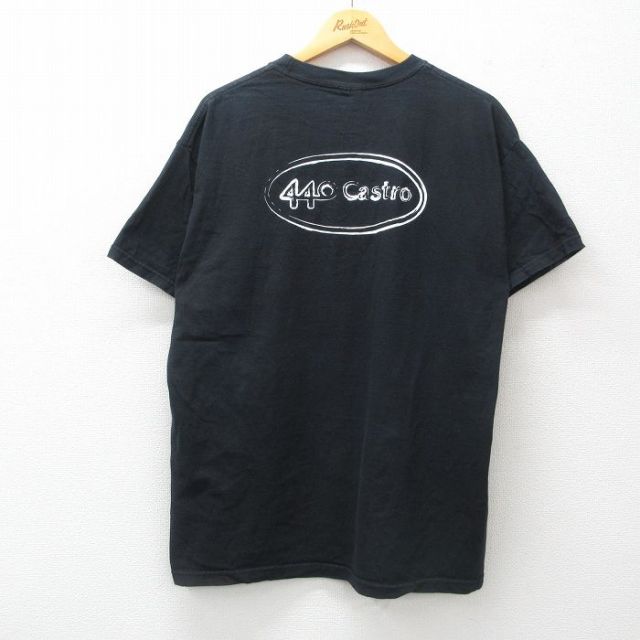 【50%OFF】XL★古着 ヘインズ Hanes 半袖 ビンテージ Tシャツ メンズ 00年代 00s 44Catro コットン クルーネック 黒 ブラック 25jul24 中古