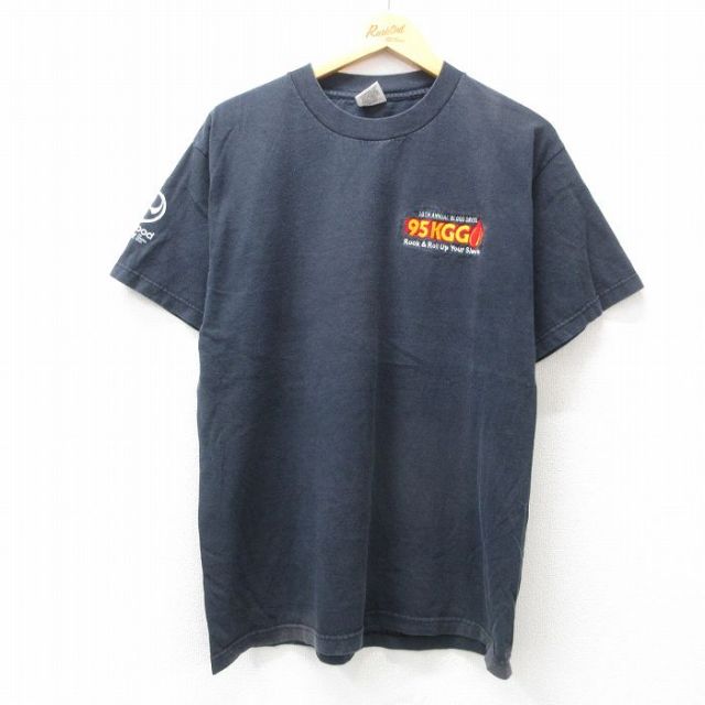 L★古着 半袖 ビンテージ Tシャツ メンズ 90年代 90s 95KGG コットン クルーネック USA製 黒 ブラック 25jul24 中古